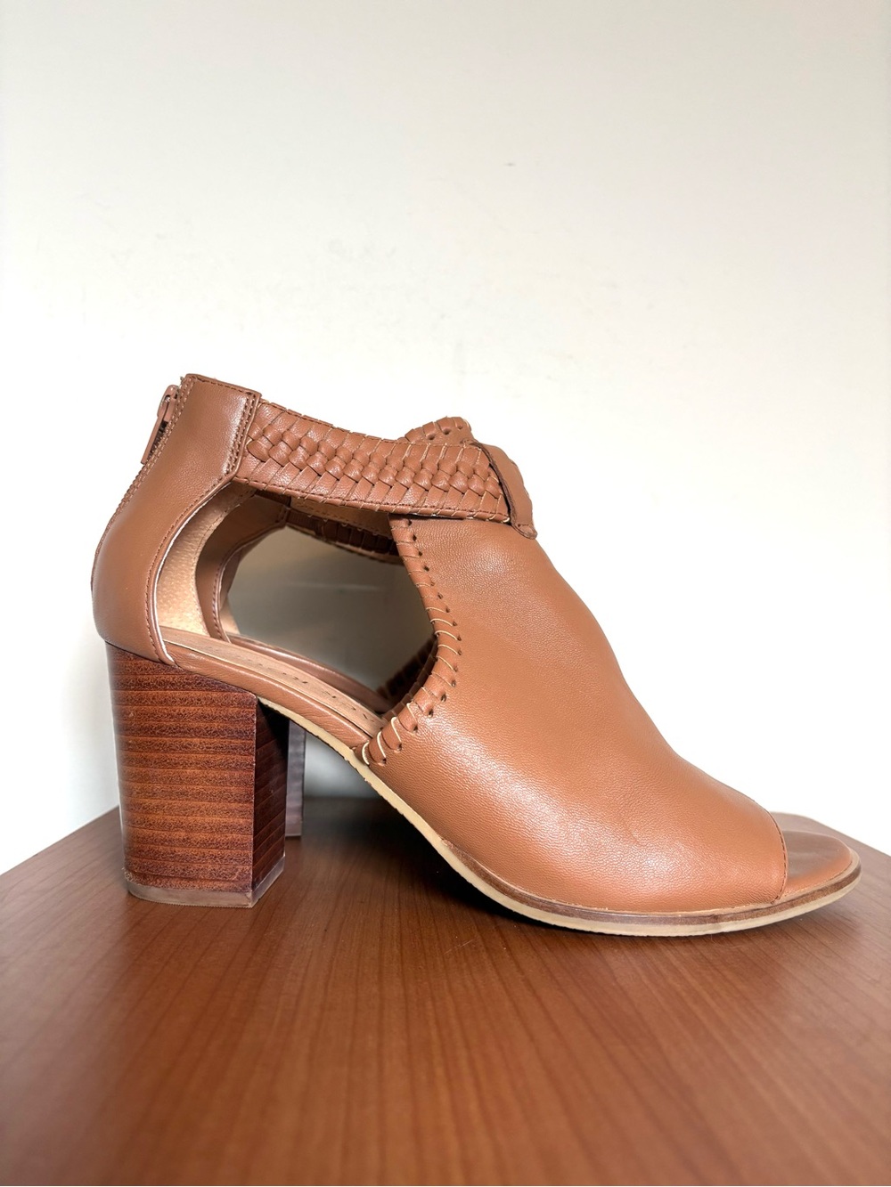 Jack Rogers Tinsley Leather Open-Toe Bootie Sandal Camel Brown Size 9